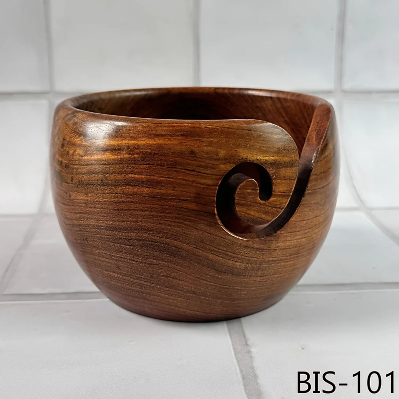 Wooden Yarn Bowl for knitting - Biscotte Yarns