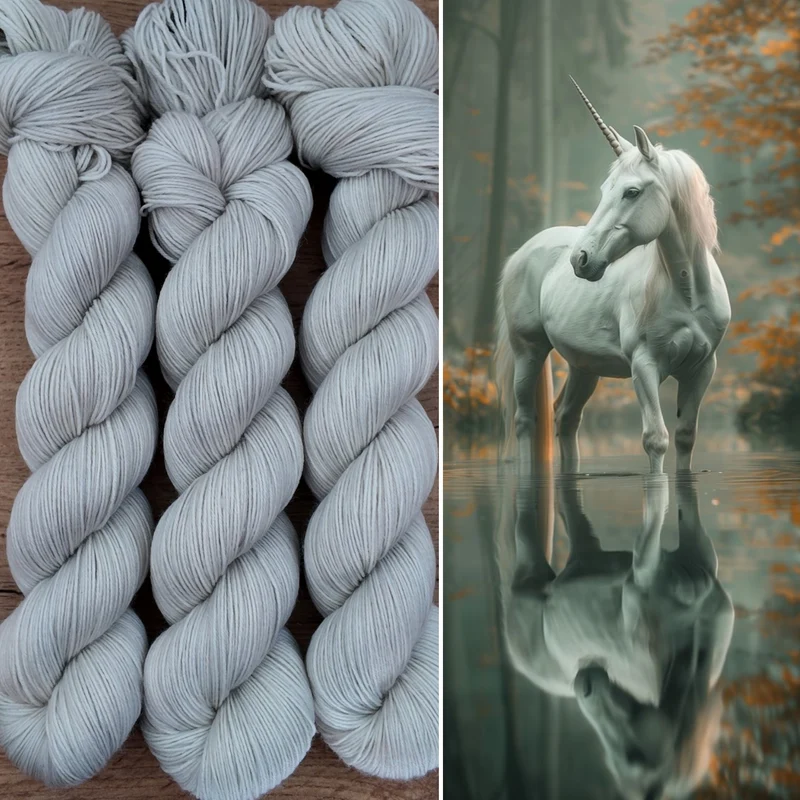 Écheveaux de laine teints à la main • Crin de licorne