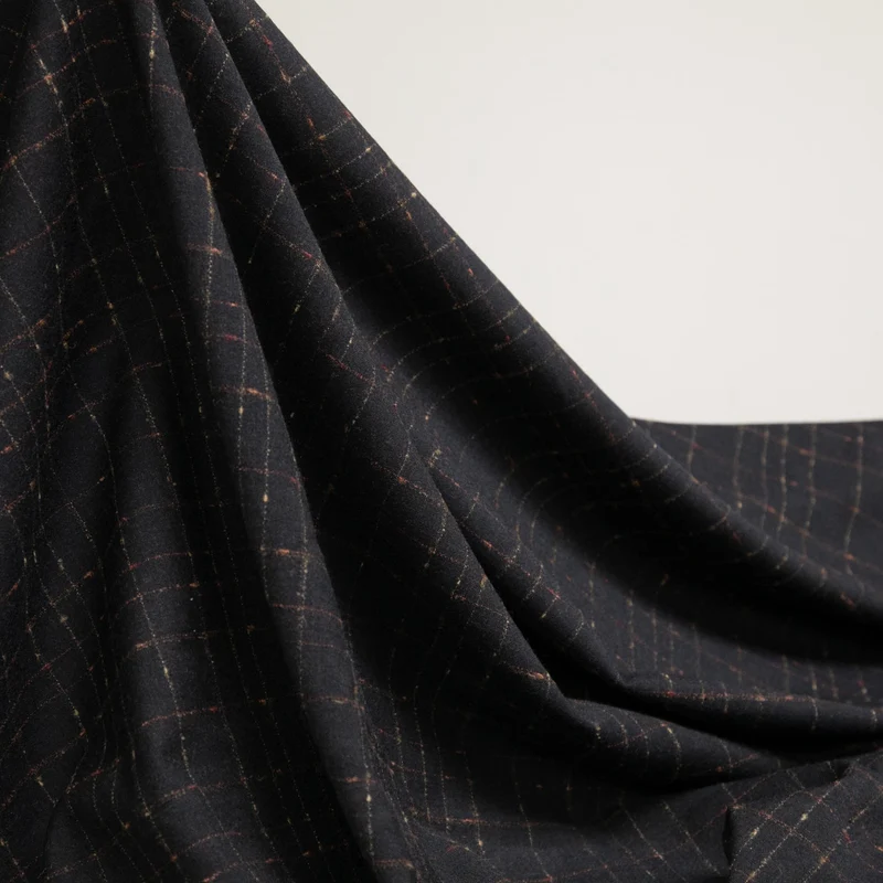 Tissu de Laine Tissée Léger | Carreaux Fenêtre Tissés Teints | 100 % Laine