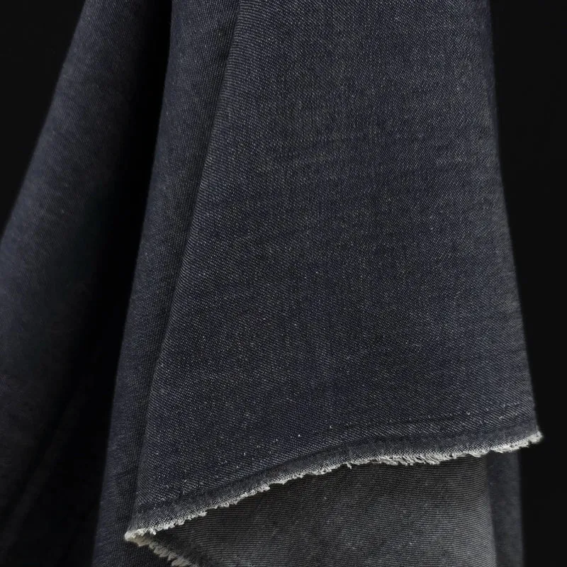 Chambray de coton | Bleu foncé | 90 cm | Fin de rouleau