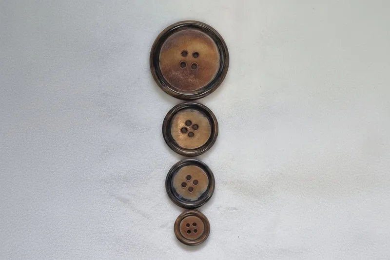 Boutons en corne naturelle – 4 tailles (15 mm 22 mm 25 mm 35 mm) – boutons marron effet naturel