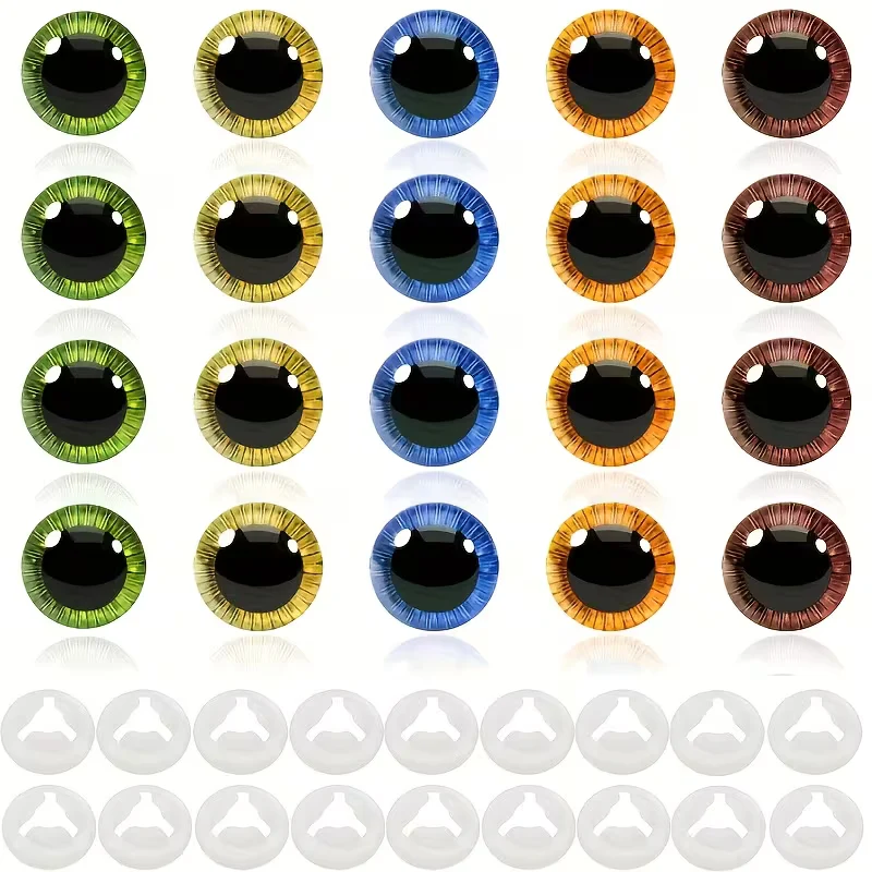 Yeux de sécurité colorés avec rondelles 13 mm, disponibles en 5 couleurs Pour peluches et amigurumis