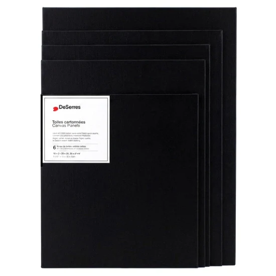 Asst. Black Canvas Boards (8x10,9x12,12x16in) -6 pcs