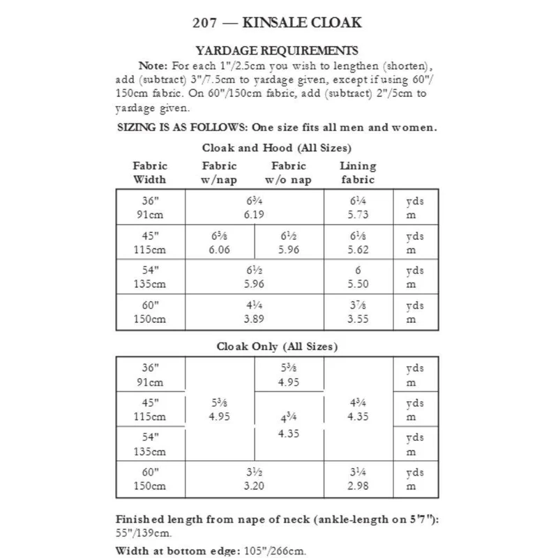 PATRON DE COUTURE PDF | 207 Cape Kinsale | Folkwear | UNISEXE