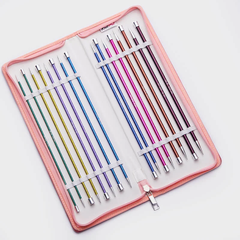 L'ensemble de 8 paires d'aiguilles à tricoter à pointe unique Knitpro Zing 30 cm