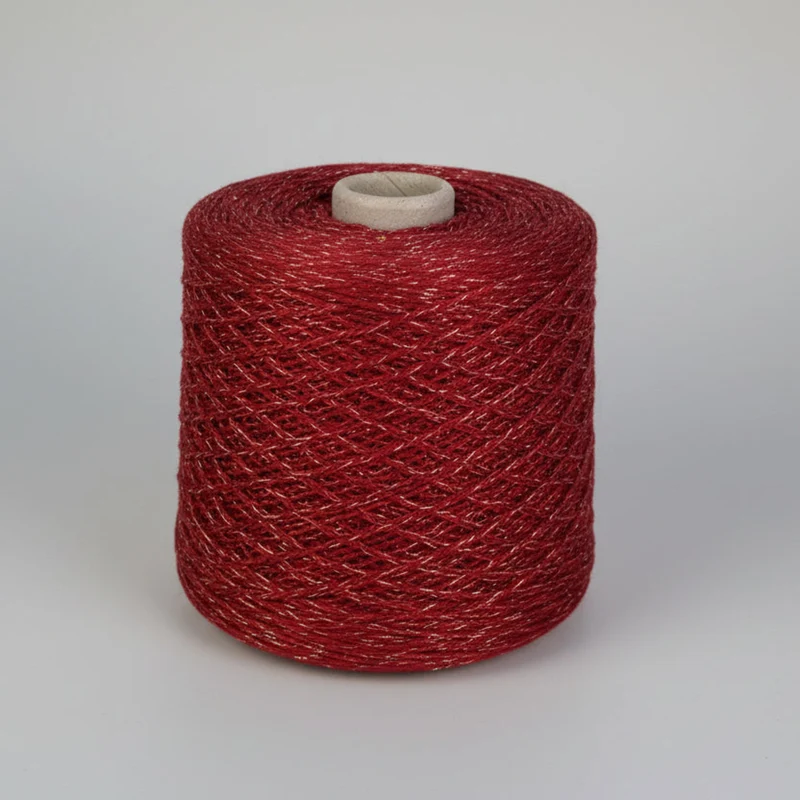 Fil Lino Luxe – 100% Lin avec Paillettes et Lurex – Couleur Bordeaux – vendu par 50g (~175m)