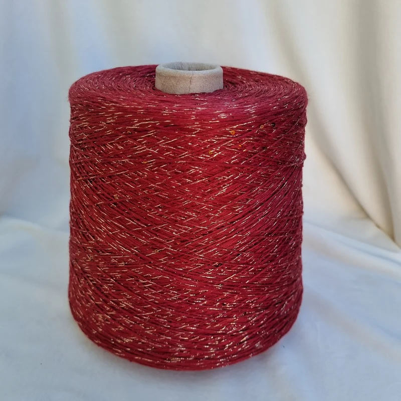 Fil Lino Luxe – 100% Lin avec Paillettes et Lurex – Couleur Bordeaux – vendu par 50g (~175m)