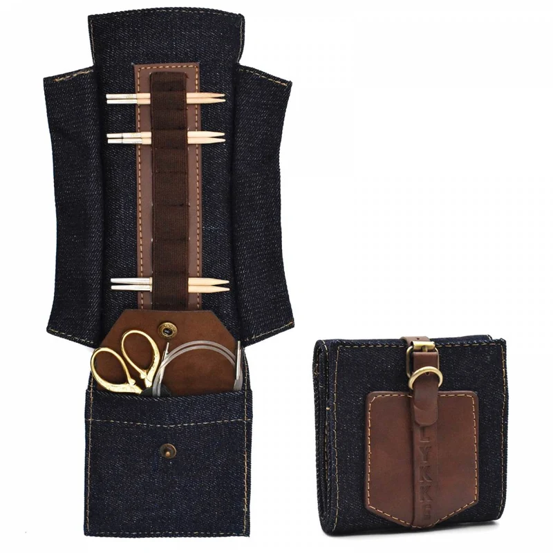 lykke étui en cuir vegan taylor denim 9 cm
