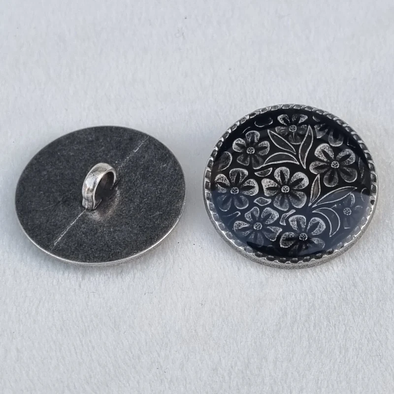 Boutons en métal laquée imprime fleur 20 mm 15 mm
