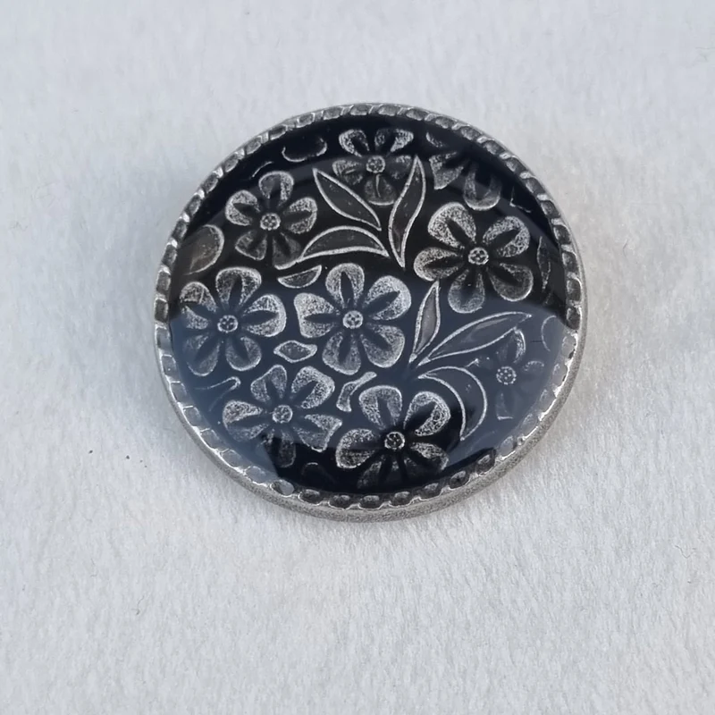 Boutons en métal laquée imprime fleur 20 mm 15 mm