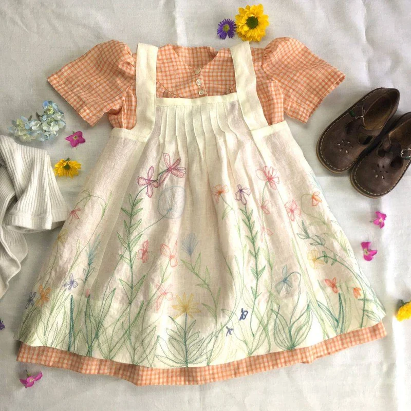 PATRON DE COUTURE PDF | 213 Robe et tablier prairie pour enfant | Folkwear