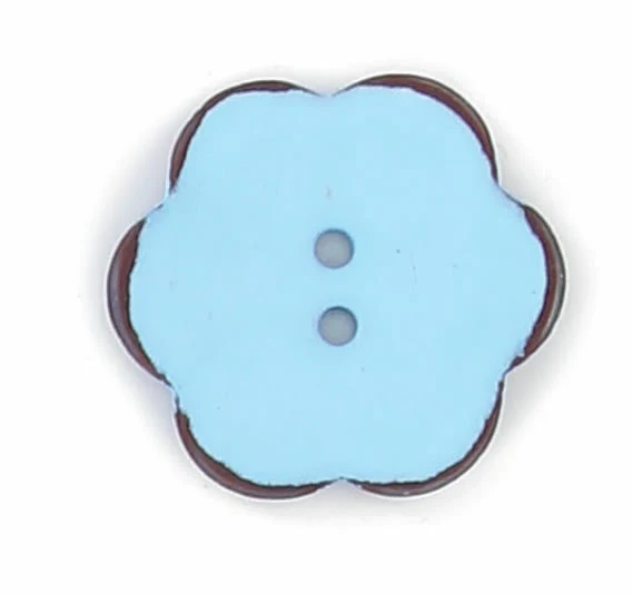Boutons Fleur en Nacre – 2 Trous – Finition Vernis Mat – Bord Marron – 15 mm, 20 mm, 25 mm