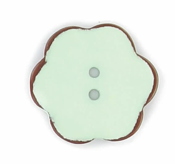 Boutons Fleur en Nacre – 2 Trous – Finition Vernis Mat – Bord Marron – 15 mm, 20 mm, 25 mm