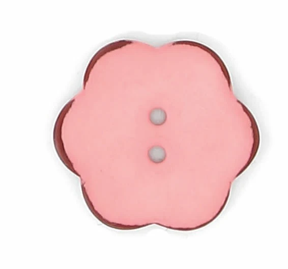Boutons Fleur en Nacre – 2 Trous – Finition Vernis Mat – Bord Marron – 15 mm, 20 mm, 25 mm