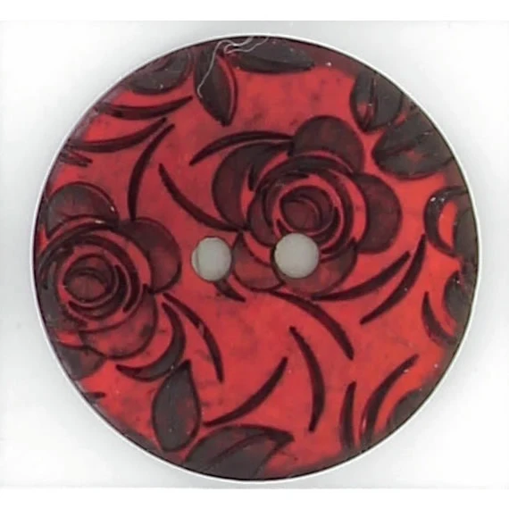 Boutons en Noix de Coco Gravé au Laser – Fleur – 2 Trous – 22 mm