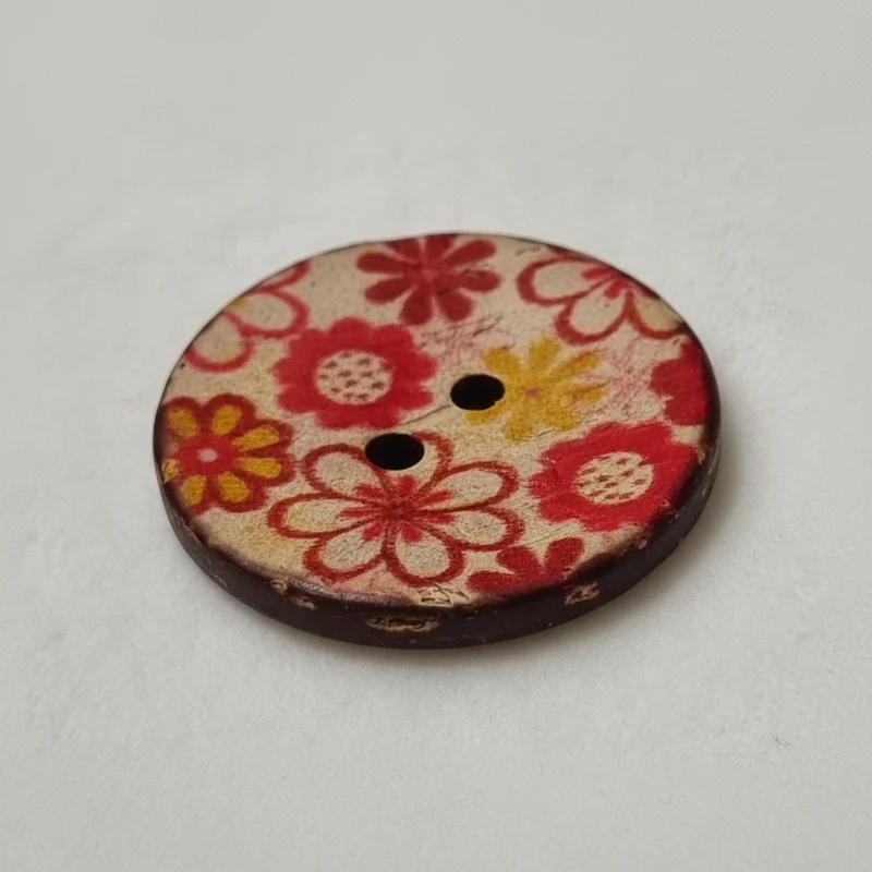 Boutons en Coquille de Noix de Coco – Motif Floral – 25 mm