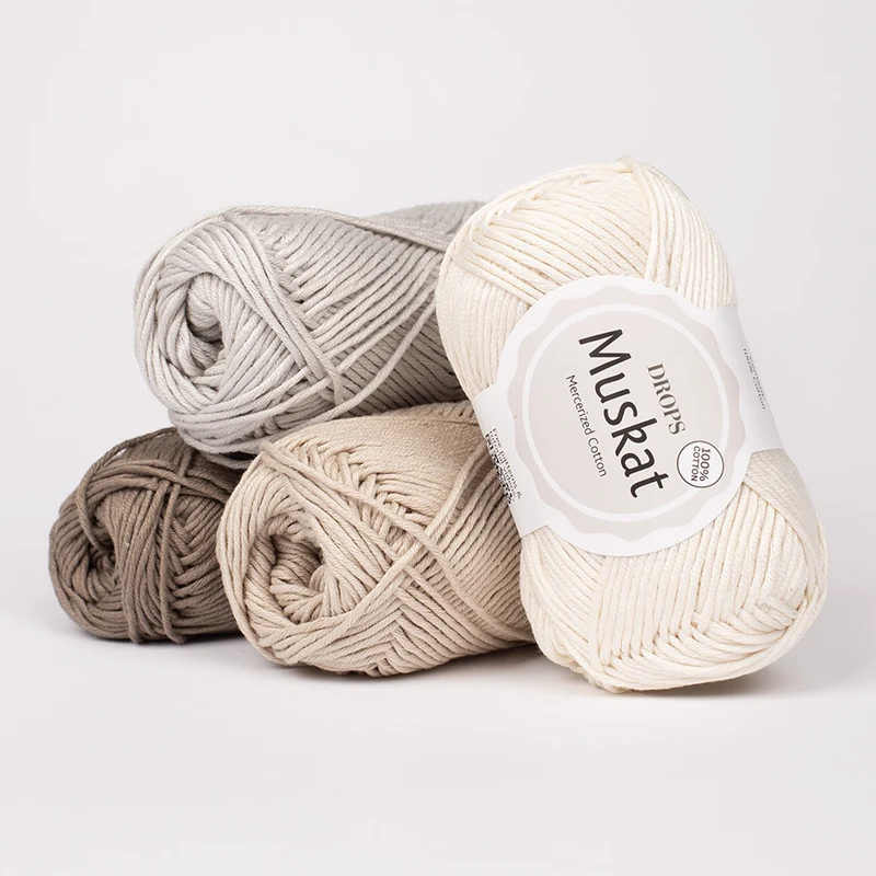 Fil Drops Muskat 100% Coton – Fil à tricoter et crochet doux et résistant – Qualité premium