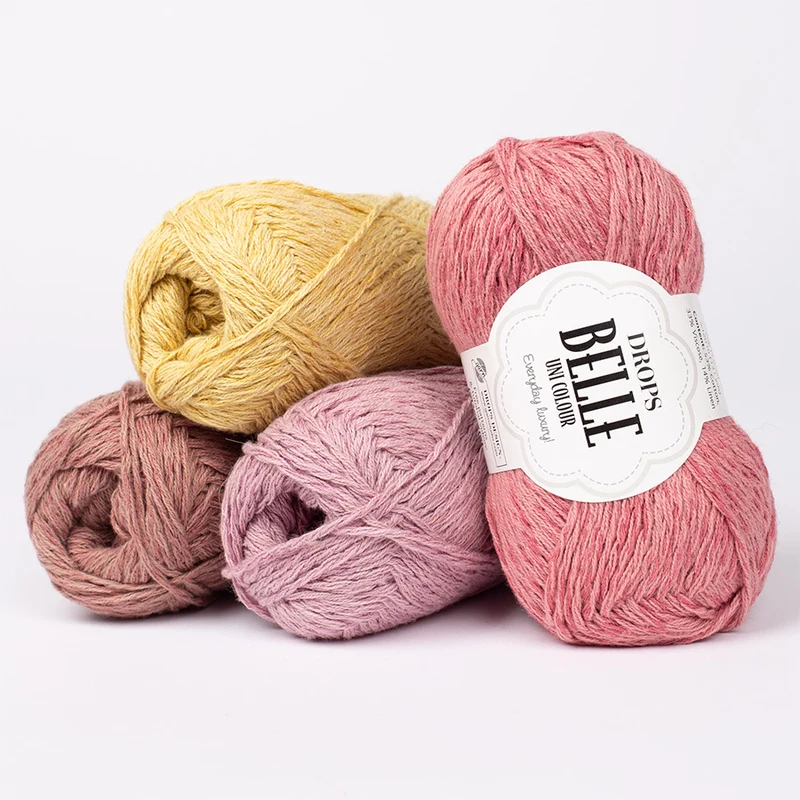 Fil Drops Belle coton, viscose et lin – Fil d’été léger, doux et respirant pour tricot et crochet