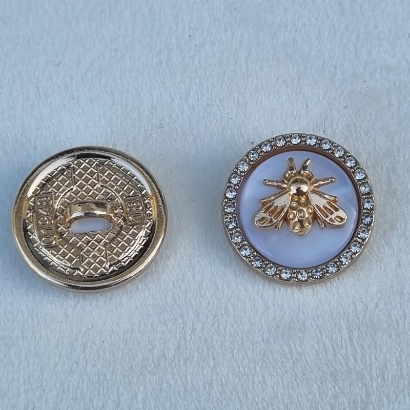 Boutons 18 mm Métallique Abeille en Strass