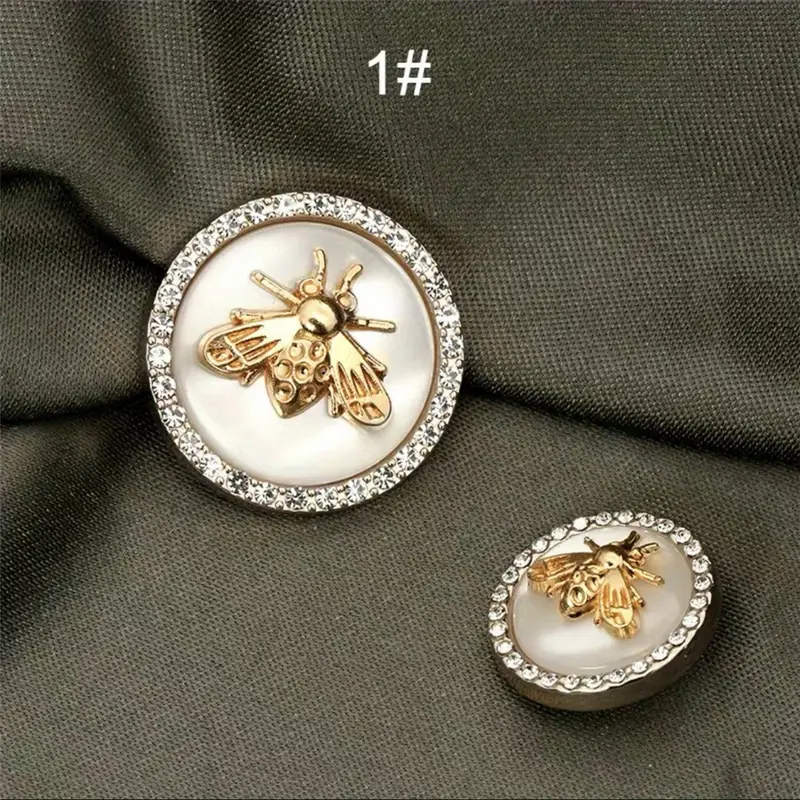 Boutons 18 mm Métallique Abeille en Strass