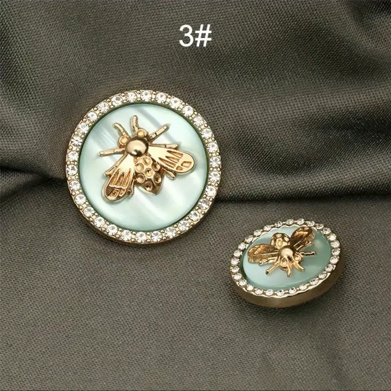 Boutons 18 mm Métallique Abeille en Strass