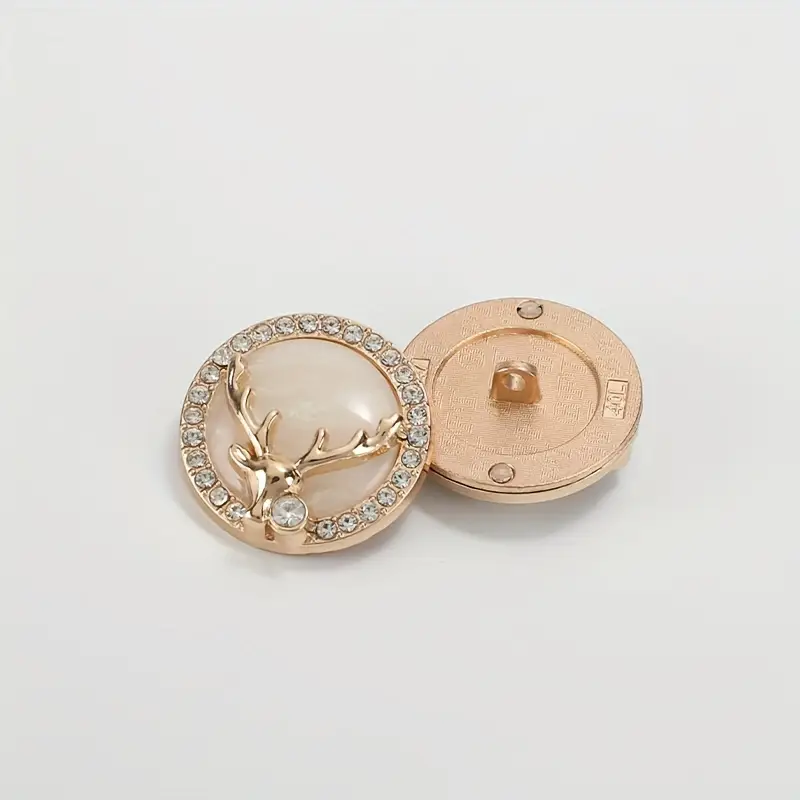 Boutons 18 mm en métal de luxe, motif cerf élégant, avec accents strass