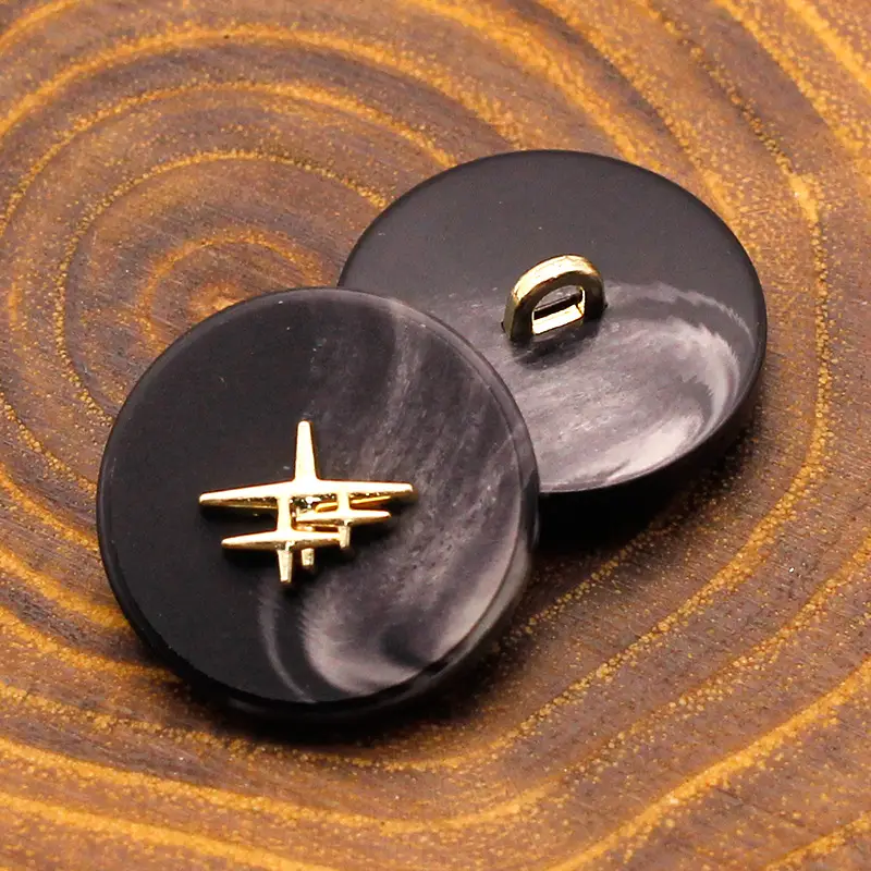 Boutons 20 mm imitation résine de couleur noir