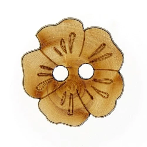 Boutons 32 mm : 2 Trous Bois, fleur