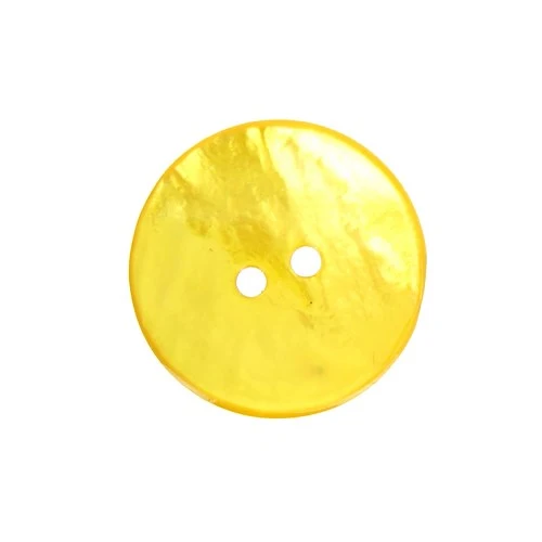 Boutons 12 mm, 22 mm : 2 Trous, Nacré, style minimaliste couleur jaune