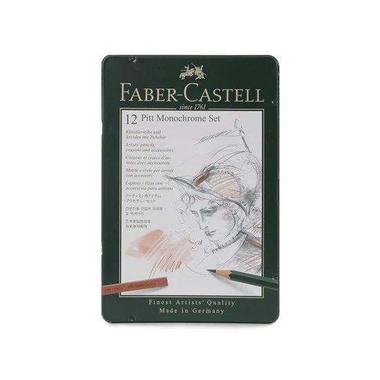 Set of 12 pitt monochrome pencils and charcoals
