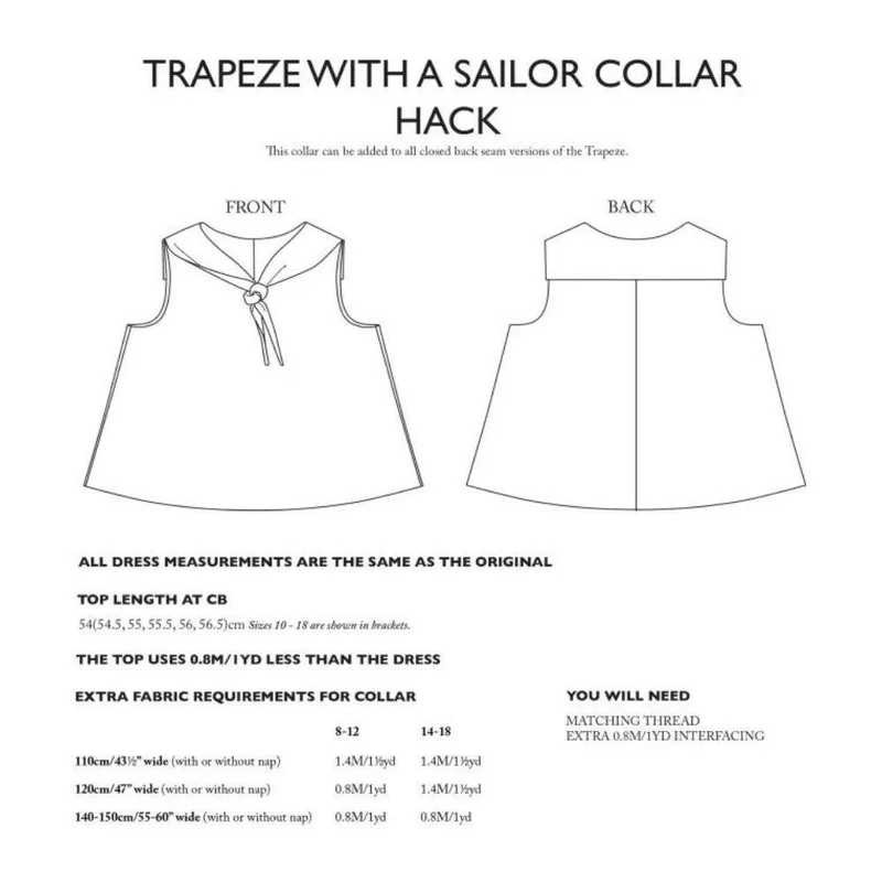 PATRON DE COUTURE PDF | Ajouts pour le patron Trapeze | Merchant & Mills | UK 20–28