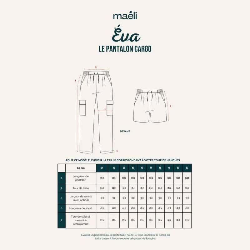 PATRON DE COUTURE PDF | Pantalon & Short Eva | Maéli Paris | FRANÇAIS SEULEMENT