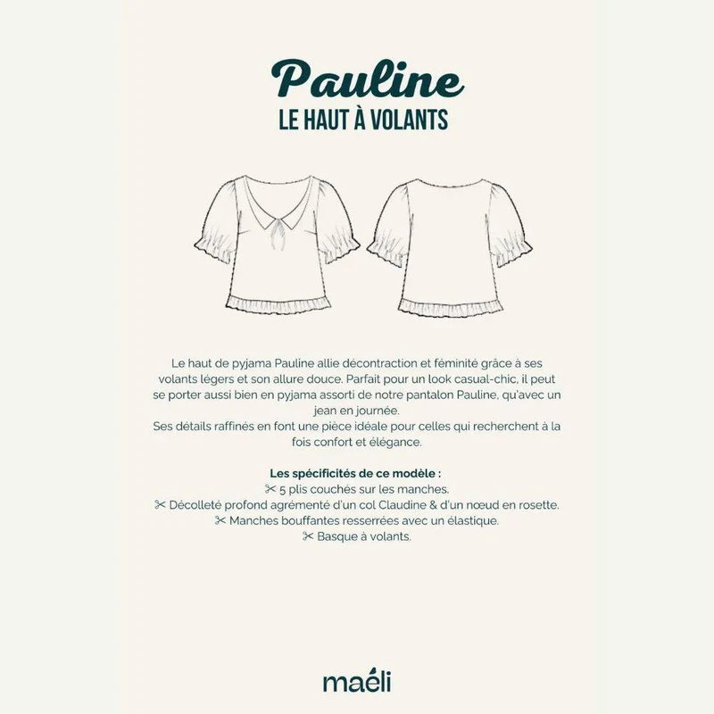 PATRON DE COUTURE PDF | Haut à volants Pauline | Maéli Paris | FRANÇAIS SEULEMENT