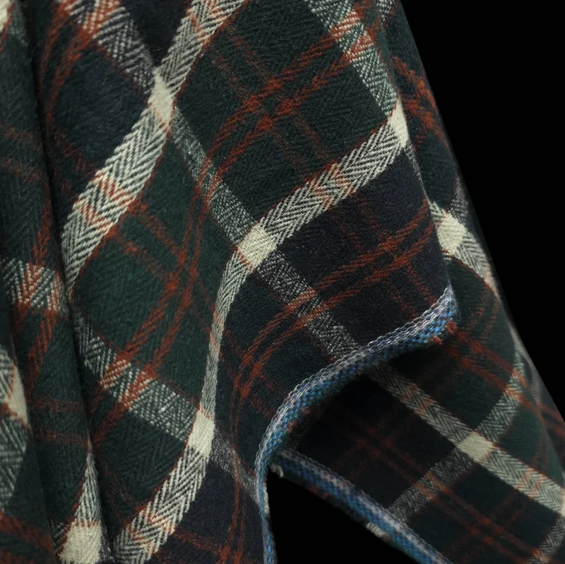 Flanelle de coton haut de gamme | Carreaux tissés teints | Vert Forêt, Marine & Rouille
