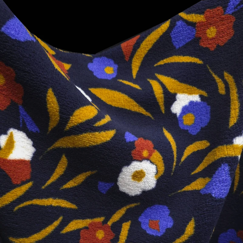 Tissu sherpa imprimé | Motif floral minuit | OEKO-TEX®