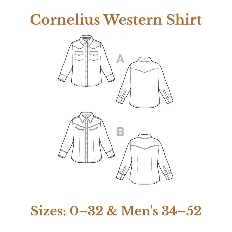 PATRON DE COUTURE PDF | Chemise Western Cornelius | Closet Core | BILINGUE (FR / EN) | UNISEXE