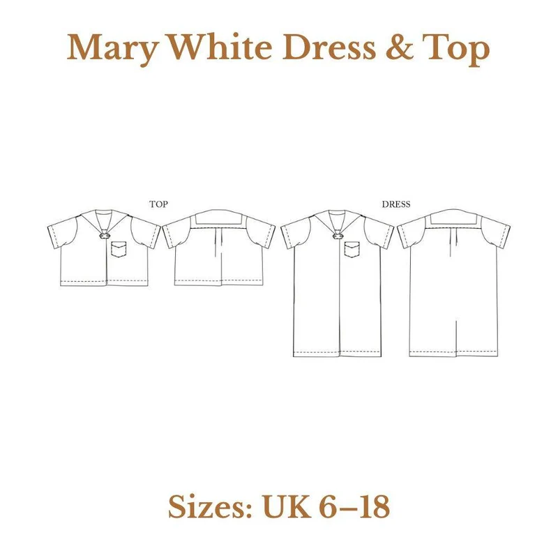 PATRON DE COUTURE PDF | Mary White Robe & Haut | Merchant & Mills | UK 6–18