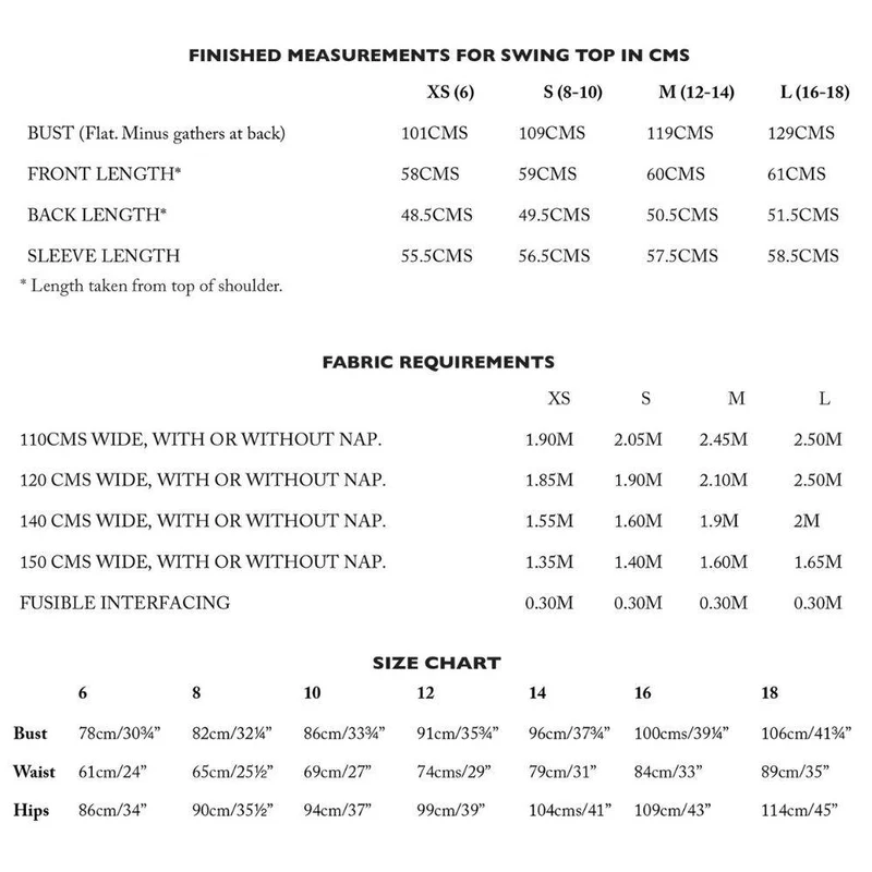PATRON DE COUTURE PDF | Haut Swing | Merchant & Mills | UK 6–18 / XS–L