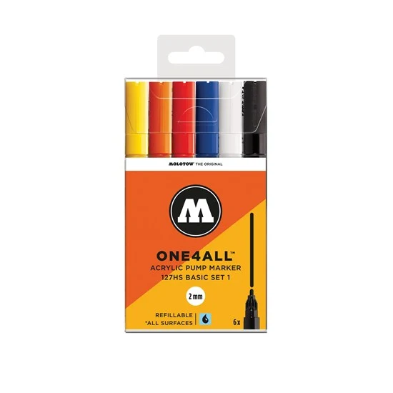 Set of 6 One4all Markers Basics No.1 - 2mm
