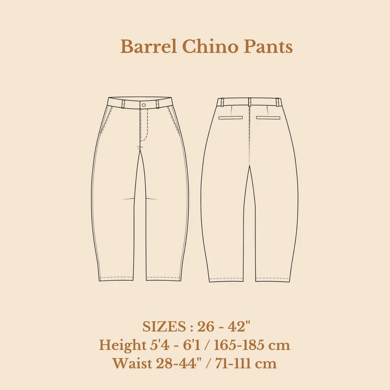 PATRON DE COUTURE PDF | Pantalon Barrel Chino | Wardrobe by Me