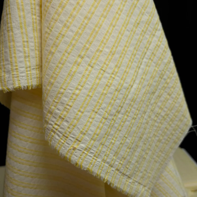Coton tissé teint à rayures | Jaune et Écru | Katia Fabrics