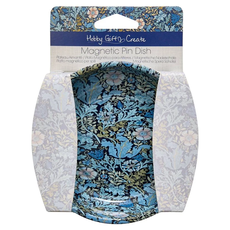 HOBBY GIFT | Coupelle magnétique pour épingles | 10 cm (4 po) | Floral bleu