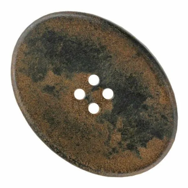 wood button oval with four holes brown 2407