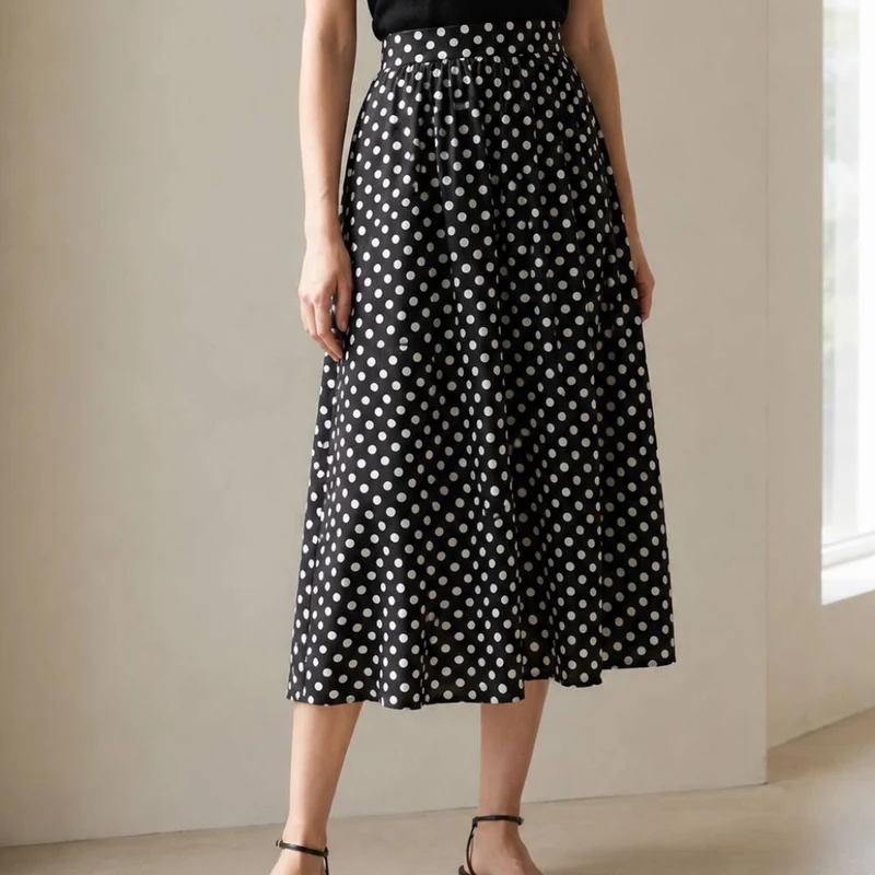 Popeline de coton | Pois noirs et blancs