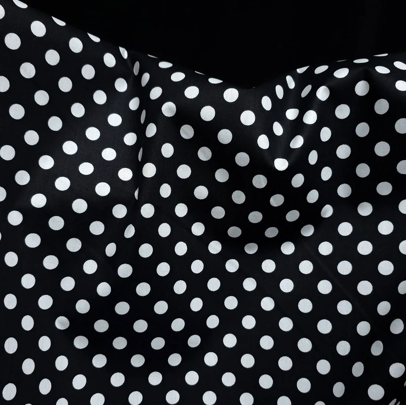Popeline de coton | Pois noirs et blancs
