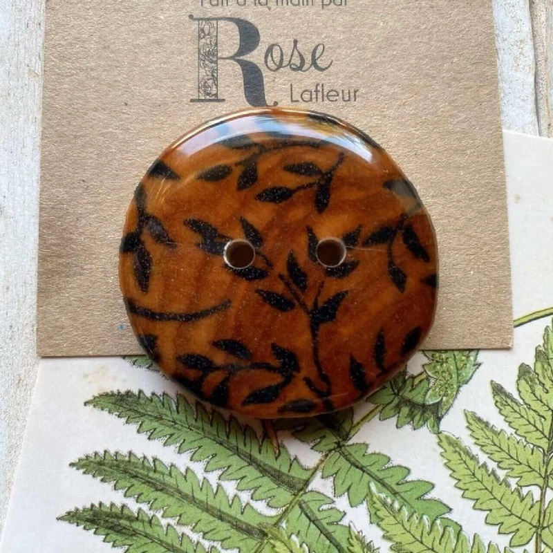 Wood button - Rose Lafleur