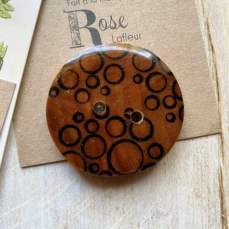 Wood button - Rose Lafleur