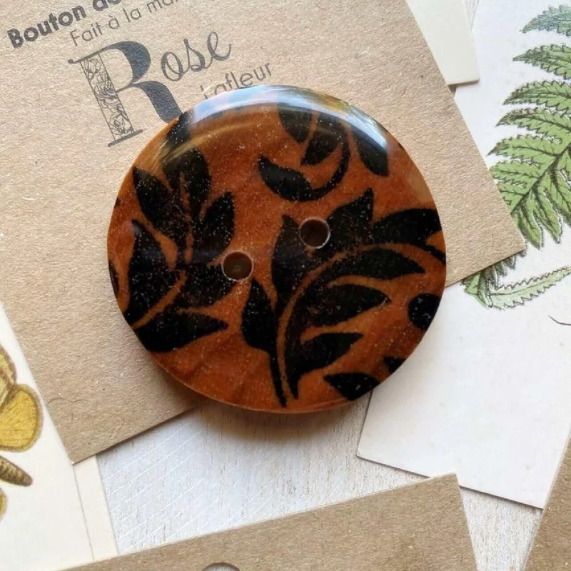 Wood button - Rose Lafleur