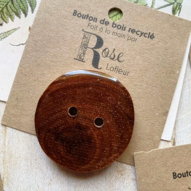 Wood button - Rose Lafleur