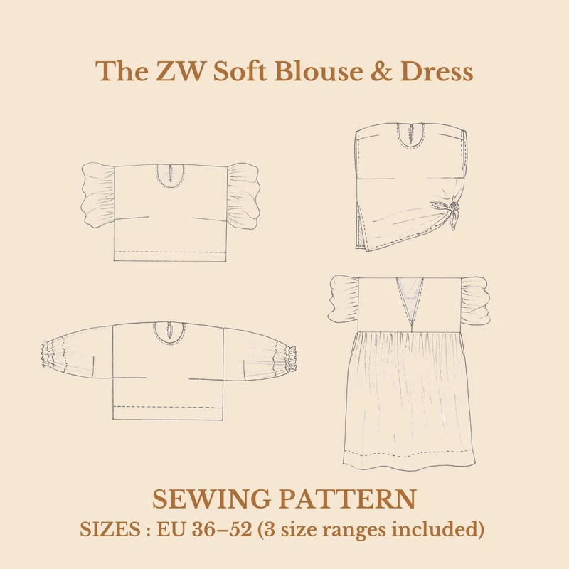 PATRON DE COUTURE PDF | Blouse & Robe ZW Soft | Birgitta Helmersson | FORMAT A4 UNIQUEMENT